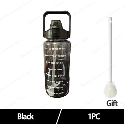 2025 Spring/Summer 2L Large Capacity Outdoor Plastic Bouncing Straw Sports Water Bottle Leak-proof Portable Refill Cups