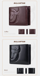 BULLCAPTAIN Fashion Big Logo Man Wallet High Quality RFID Wallet Coin Purse Compact Mini Card Holder Genuine Leather
