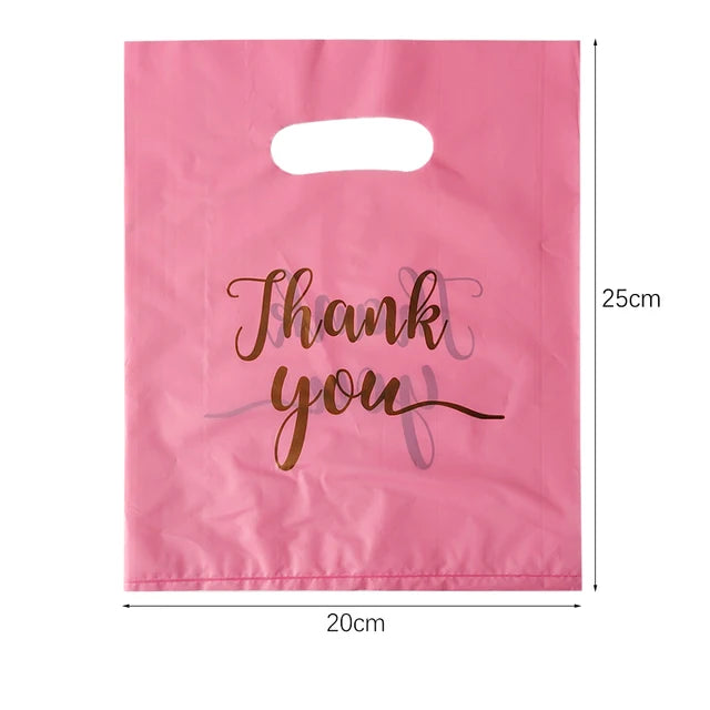 Thank You Plastic Gift Bags, Wedding, Birthday, Guest, Gift Wrap, Small Business, Candy, Pastry Store Packaging, 100 Pcs, 50 Pcs, 10Pcs 
