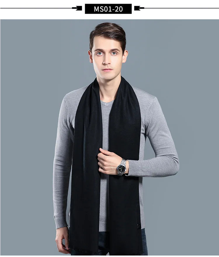 Designer Brand Plaid Men's Cashmere Scarf Winter Warm Scarves Shawls Casual Business Long Wraps Pashmina Christmas Gift for Man