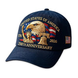 US 250th Anniversary Cap Adjustable Retro Washed Patriotic Cap US 250th Anniversary Tribute Hat Trucker Hat for Men & Women