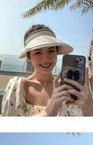 New Sun Hat Women's UV Protection Sun Hat Summer Empty Top Cap Large Brim Outdoor Cycling Face Shade Hat Woman