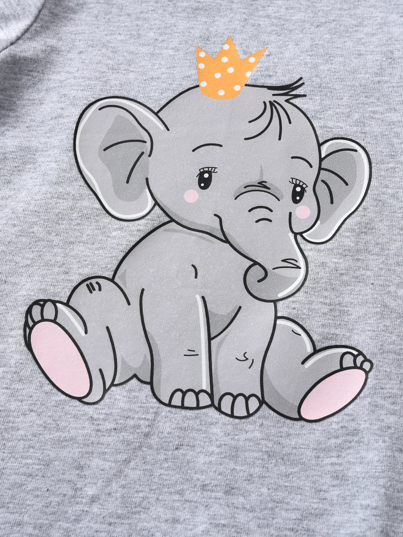 Newborn Baby Boy Baby Elephant Clothes Set Long Sleeve Romper Bodysuit Top and Pants with Hat Spring Autumn Cute Outfit for Boys