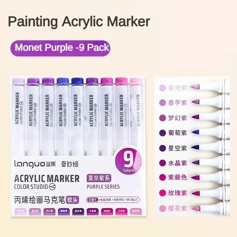 9/144 Colors Acrylic Paint Art Marker Pen DIY Painting Drawing for Card Ceramic Stone Mug Glass Fabric Clothes Art Supplies