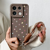 Wrist Chain Lanyard Case For Xiaomi 14T 13T 12T 11T 15 14 12 13 Pro Lite Poco X7 X6 X5 F5 F6 Pro Colorful Love Heart Cover