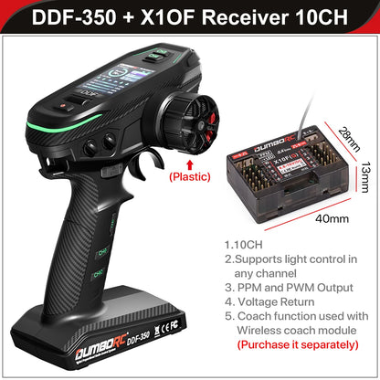 Control remoto digital DUMBORC 2.4G 10CH DDF-350, transmisor con receptor para coche, barco, tanque, sistema LCD FHSS