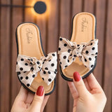 2023 New Bow Flats Open Toe Slide Sandals Non-slip Flip Flops Children Home Slippers Kids Girls Summer Cute Beach Slippers Shoe