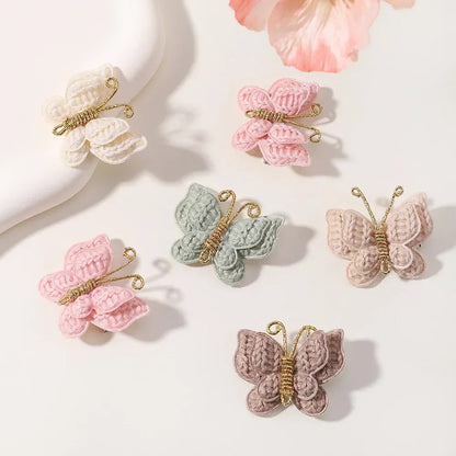 4Pcs/set Cute Baby Girls Knitting Headwear Handmade Crochet Butterfly Alloy Hairs Clips Kids Hairpins Fashion Desgin Headwear