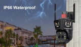 LS VISION 10K Outdoor WiFi Camera 20X Zoom Three Screen CCTV External IP Cam 20MP Security Ai Tracking Video Surveillance Camera