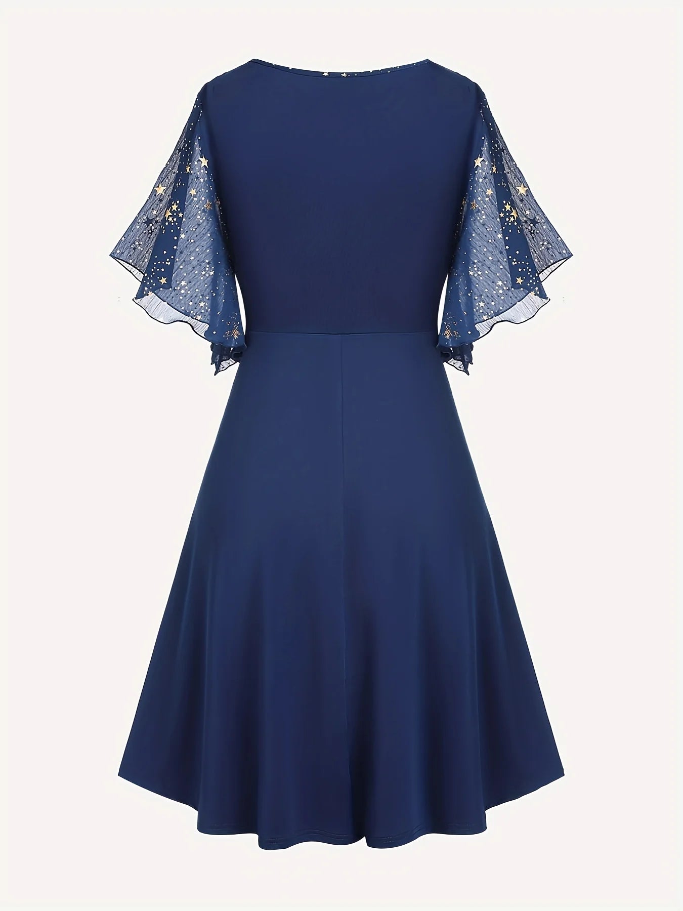 Moda feminina plus size explosões estrela impressão botão bolso pregas manga borboleta elegante temperamento vestido