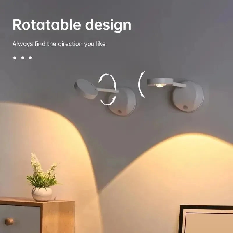 USB Rechargeable Intelligent Human Sensing Wireless Wall Light Dimmable Led Spotlight for Lighting Paintings Pictures Spotlights