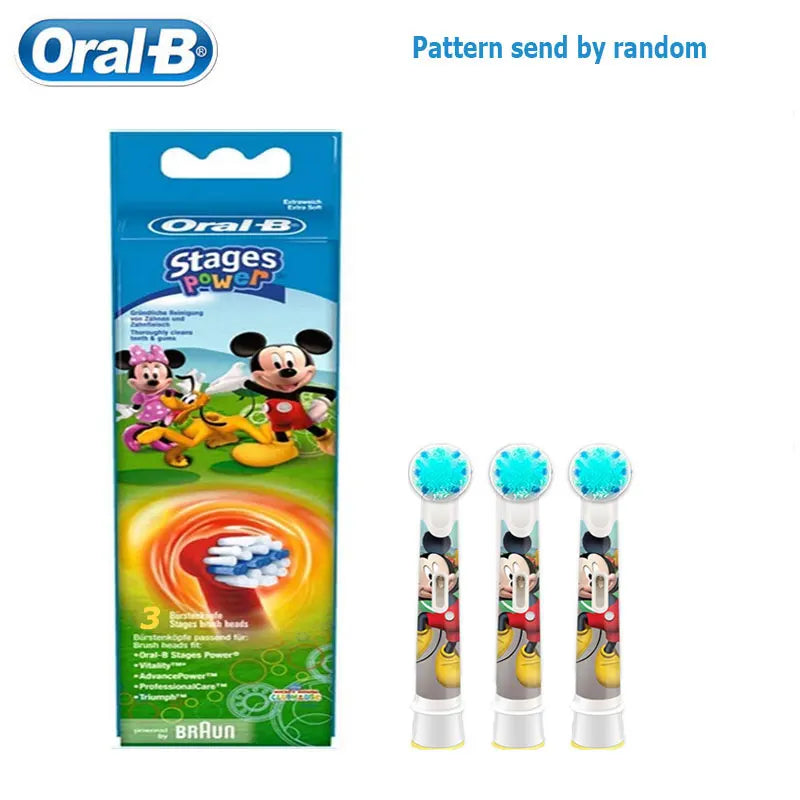 Recambio de cabezales de repuesto para cepillo de dientes eléctrico Oral B EB10 Kids, con cerdas suaves y cabezal redondo pequeño, ideal para limpieza dental de Spiderman y Frozen.