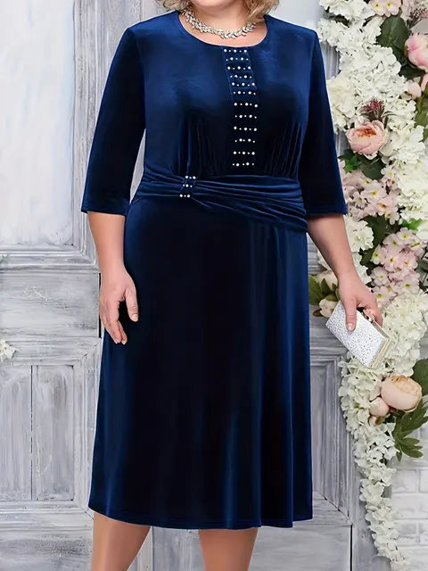 Vestido apertado de manga plissada feminino, roupa elegante, plus size, primavera e verão