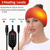 Electric Heating Head Wrap Headache Relief Headband Heated Head Belt Scalp 3 Temperature Levels for Migraines Relaxing
