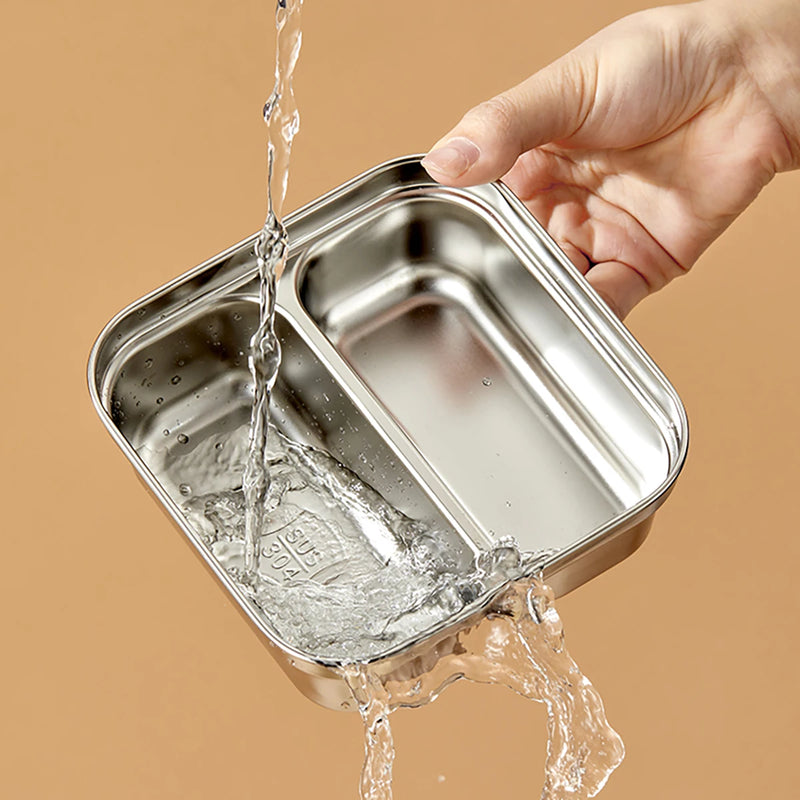 WORTHBUY 304 Stainless Steel Lunch Box With Lid Portable Fruit Salad Food Container Stackable Leak Proof Bento Box For Student