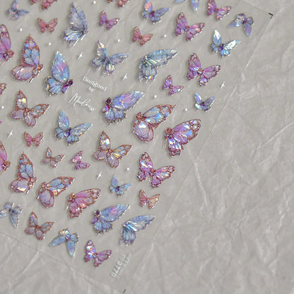 Japanese Punk Style Black Rabbit & Dark Butterfly Nail Stickers 5D Pearl Nail Art Decal Design Manicure Tool High Quality
