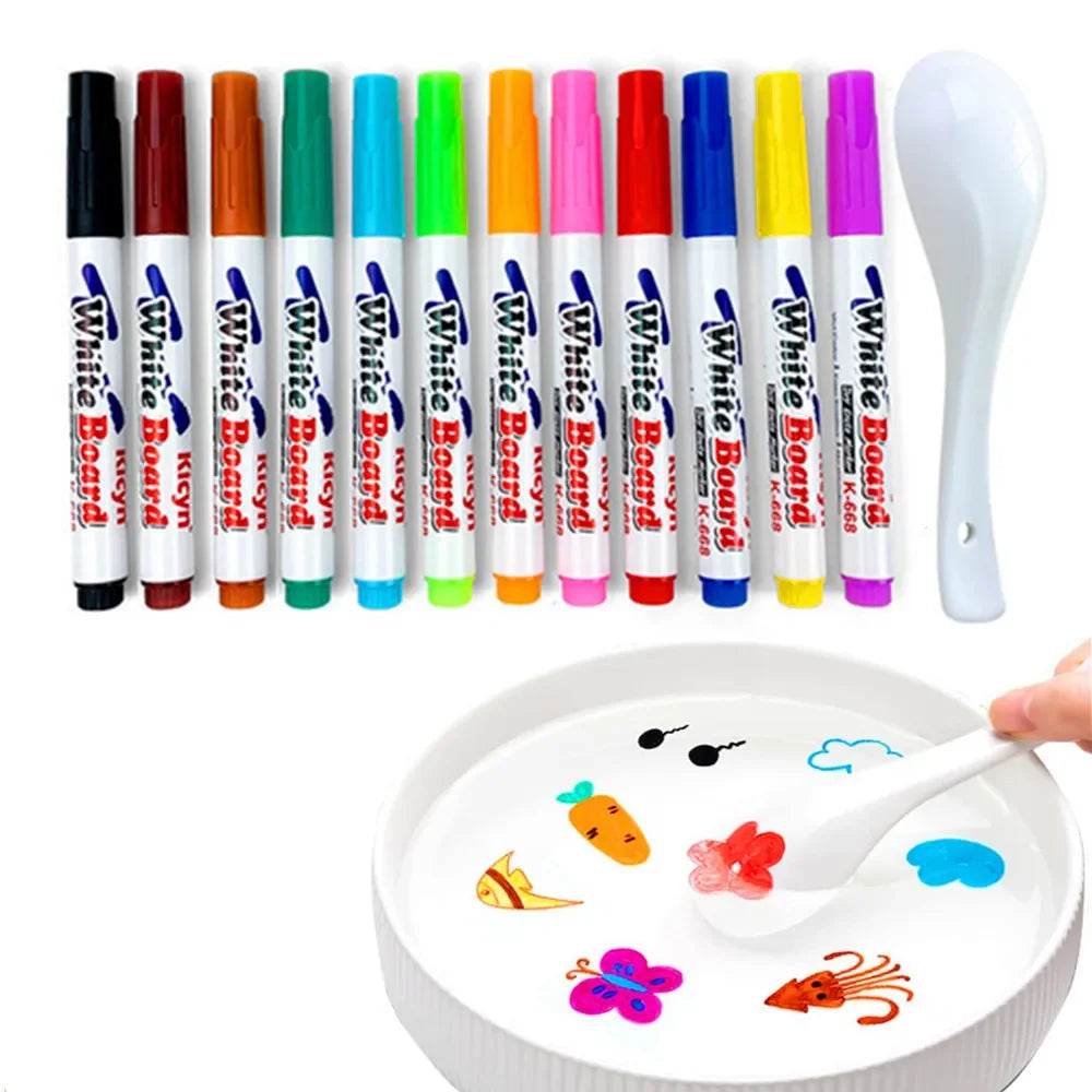 Bolígrafo de pintura al agua mágico, bolígrafo de tinta flotante para niños, pinceles de agua coloridos para garabatos, juguetes de educación temprana Montessori para niños