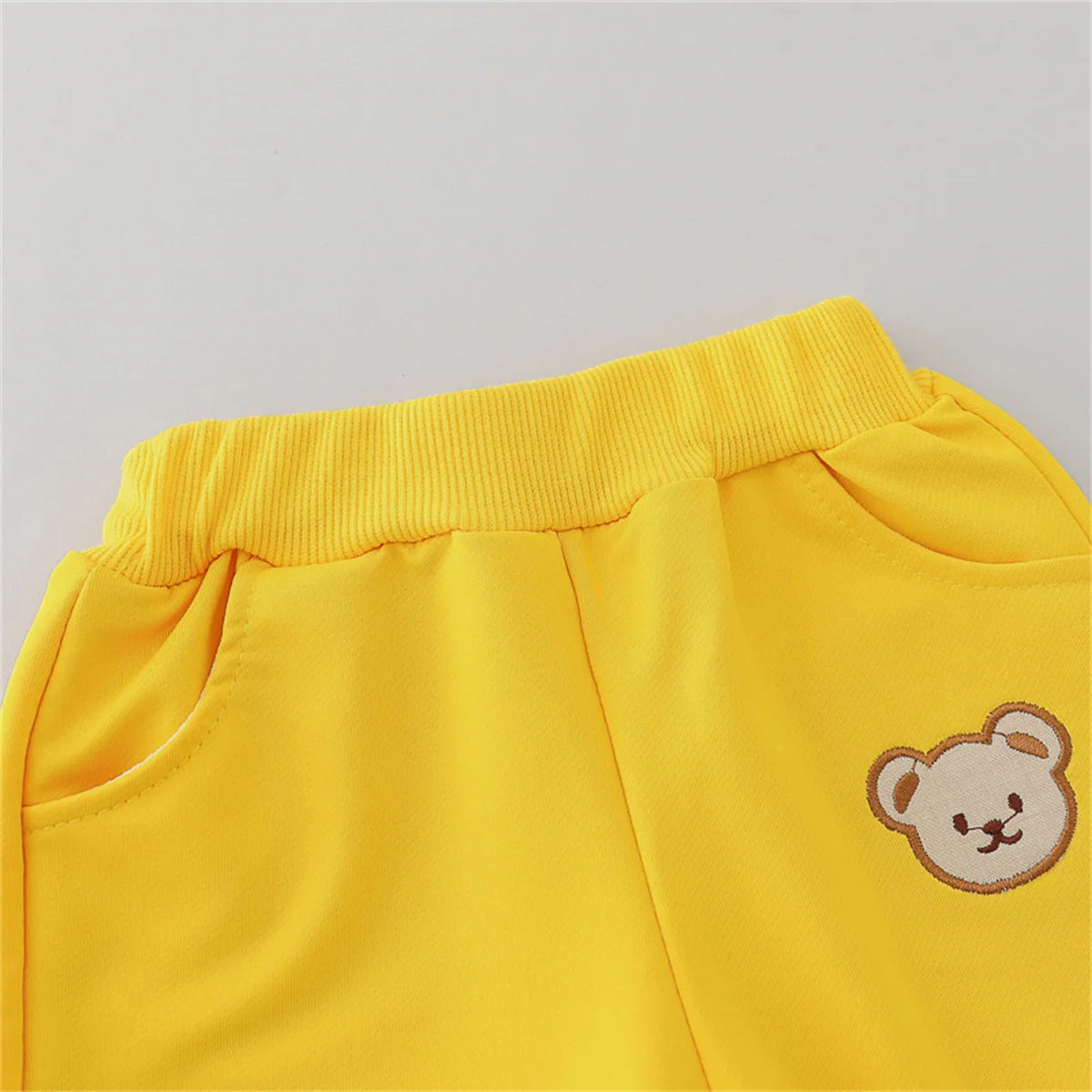 2PCS Children's Set Spring and Autumn Simple Little Bear Head Round Neck Long Sleeve Pants