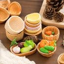 1pc Mini Simulated Rattan Basket Model DIY Creative Dollhouse Dessert Shop Food Vegetable Ornaments Craft Kitchen Decoration