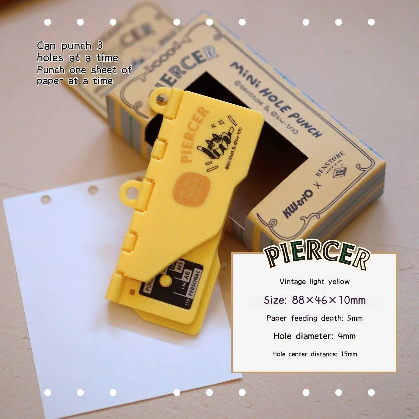 3-Hole 4mm Card Hole Punch Limited Edition Loose Leaf Notebook M5/A7 Portable Binder Punching Machine Office Supplies For 1paper