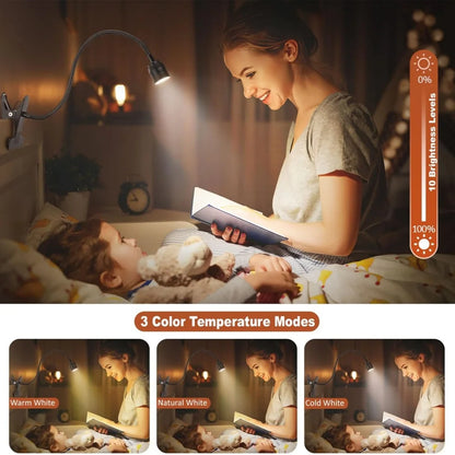 Zoomable led luzes de leitura braçadeira usb livro luz flexível pescoço de ganso ler luz da noite ajustável livro lâmpada studing lâmpada de leitura
