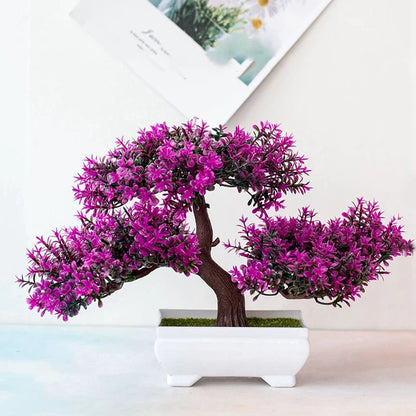 Árvore pequena artificial do bonsai para a decoração home, planta falsificada, flores, ornamentos envasados, festival, acessórios do casamento