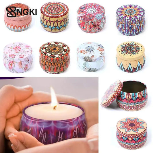 Classic Scented Candles with Jar Vintage Tinplate Box Dried Flowers Fragrance Candle Box Home Decoration Wedding Gift