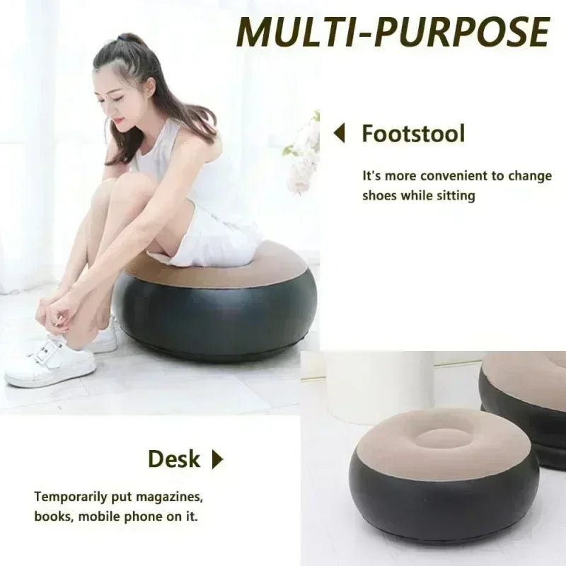 Nuevo sofá Lazy Boy, reclinable, inflable y plegable, para exteriores, con estribos, cómodo y combinado, de terciopelo flocado.