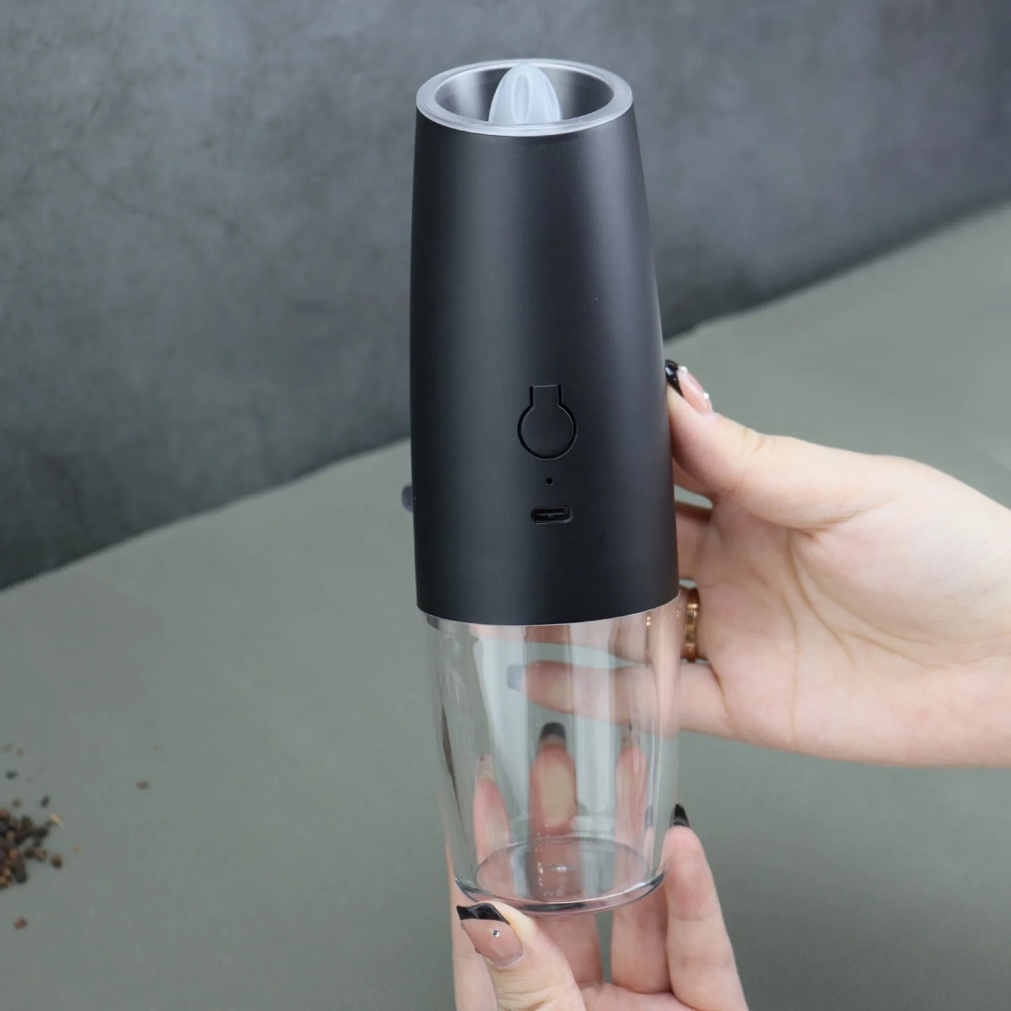Molinillo de pimienta eléctrico, molinillo de sal y pimienta, recargable por USB, molino de especias de aspereza ajustable con luz LED, herramienta de cocina, 2 unidades