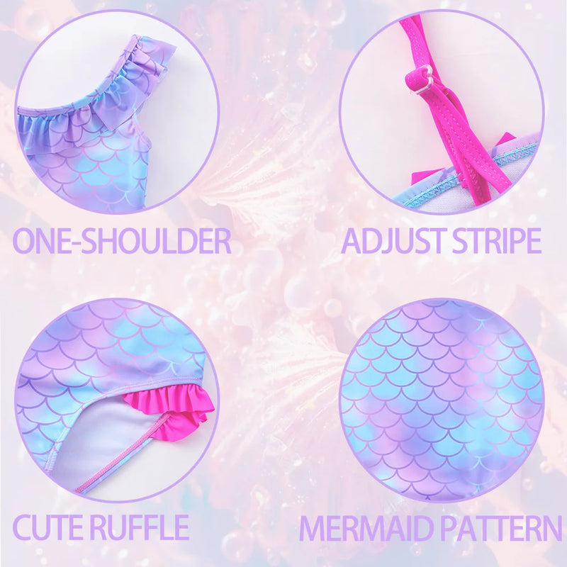 Lilo Stitch Baby Girl Mermaid Fish Scale Print Swimsuit One-Piece Swimwear Toddler Bathing Suit Beach Outfit