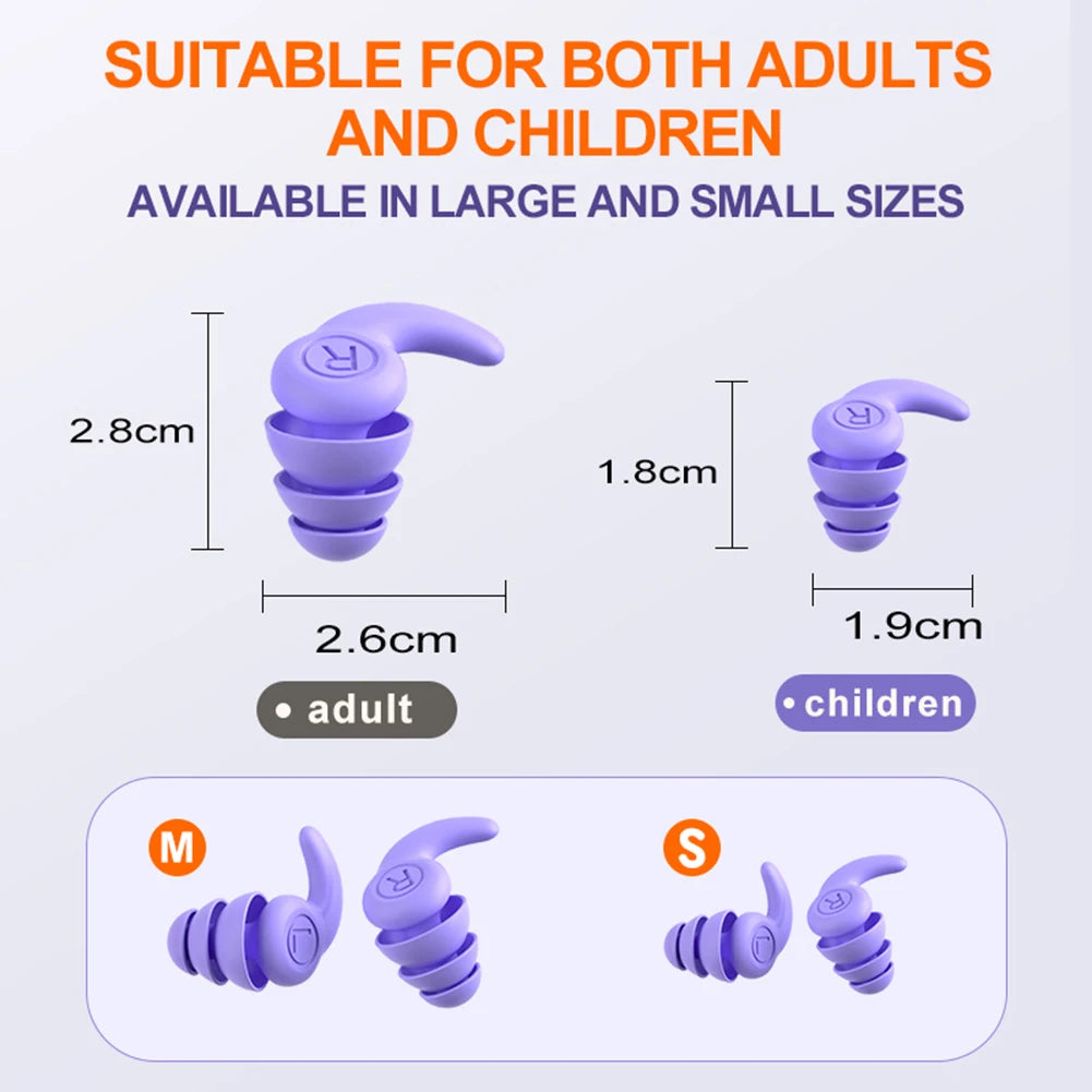 Protector auditivo de silicona para niños con cancelación de ruido de 3 capas, tapones para los oídos para natación, protectores auditivos, tapones antirruido, reducción de ruido
