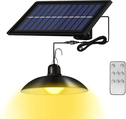 Solar Pendant Lights, Dusk to Dawn Auto Lamp with Remote Controller for Barn Shed Barn Chicken Coop Bullpen  etc