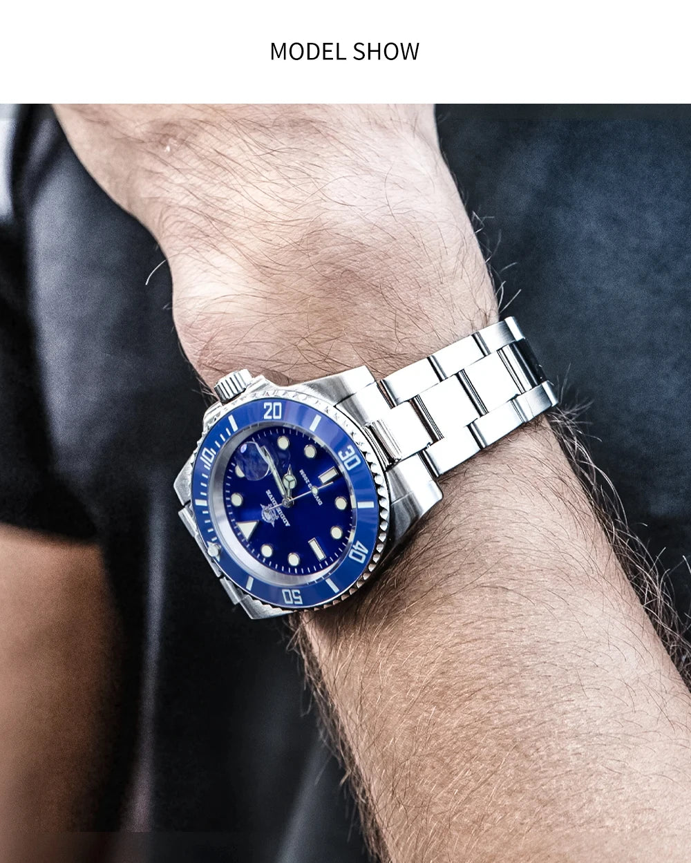 ADDIESDIVE Quartz Watch for Men 316L Stainless Steel Super Luminous Ceramic Bezel 200m Waterproof Classic Diving Men's Watch