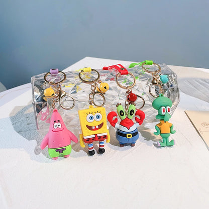 SpongeBob Creative Cute Soft Plastic Doll PVC Keychain Car Keychain Pendant Small Gift Doll Machine