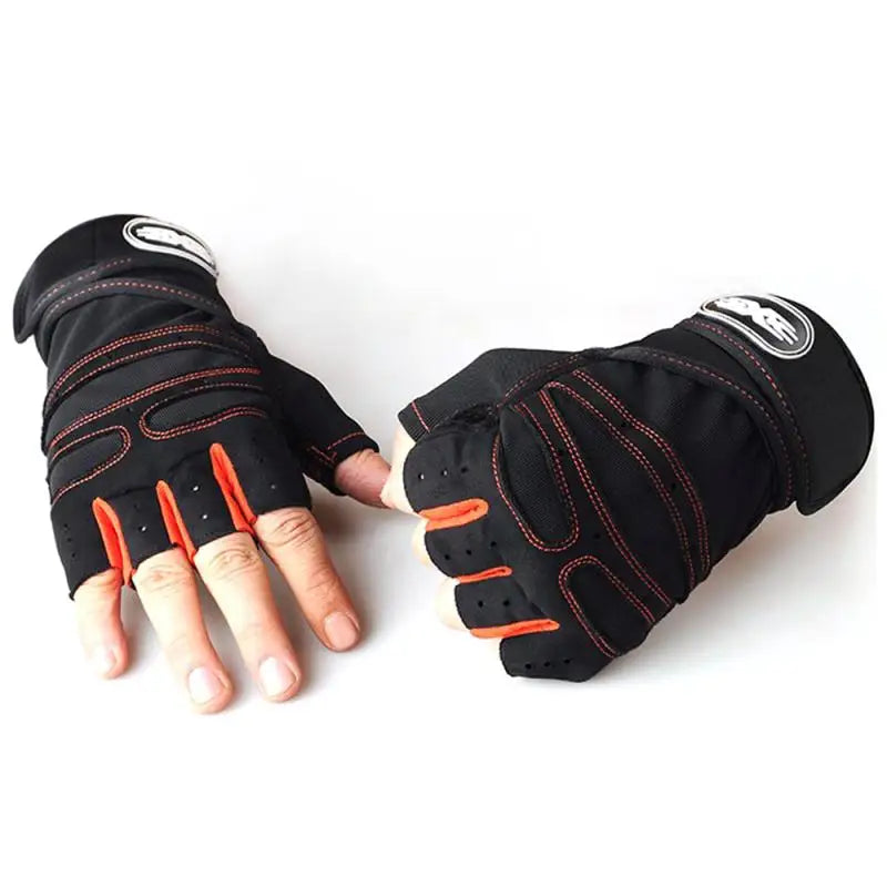 Guantes de entrenamiento de pesas pesadas para gimnasio, fitness, para hombres y mujeres, culturismo, medio dedo, antideslizantes, soporte de muñeca, levantamiento de pesas, deportes