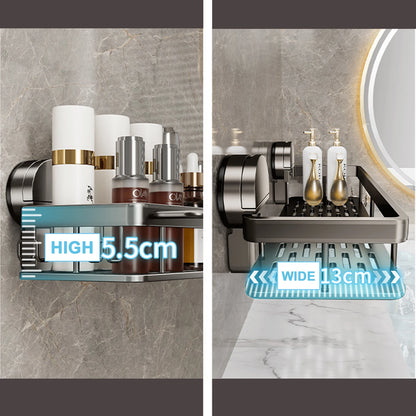 Suction Cup Bathroom Shelf No Drill Wall Mounted Shampoo Bottle Shower Rack Toilet Storage Rack Aluminum Bathroom Kitchen