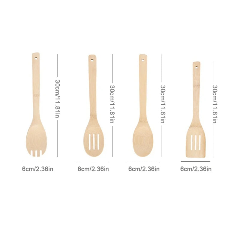 Espátula antiadherente para sartén de bambú natural, cuchara, utensilios de cocina, pala para wok, accesorios de cocina