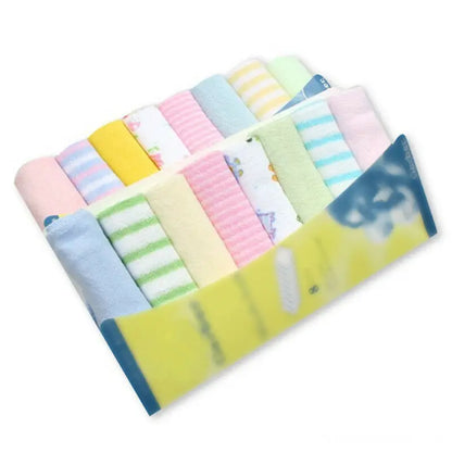 8PCS Baby Washcloths Set, Soft Absorbent Organic Cotton Washable Saliva Towel Face Wipes, Newborn Bath Face Towel Random Color