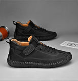 Handmade Leather Men's Casual Slip-On Loafers Breathable Leather Shoes Men's Flat Fashion Moccasins Tooling Shoes Plus Size