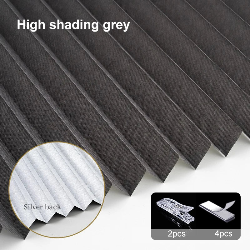 Self-Adhesive Pleated Blind High Shading Non-Woven Window Shade Bathroom Kitchen Balcony Zebra Blackout Curtain