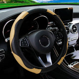 PU Carbon Fiber Leather Car Steering Wheel Cover without Inner Ring Suitable for 14.5-15 Inches Auto Supplies