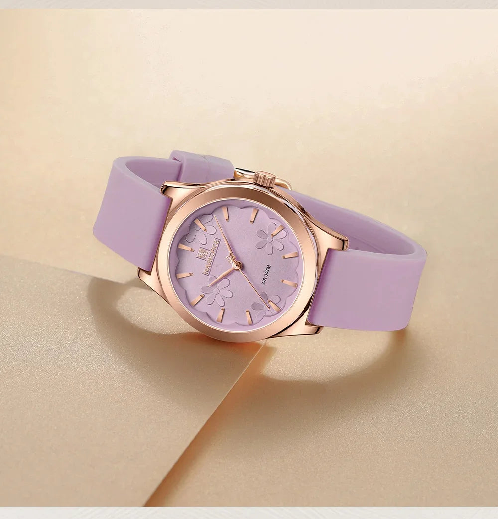 NAVIFORCE NF5051 Women Watch Silicone Quartz Wrist watches for Women Sport Clock Girls Gift Ladies Watches