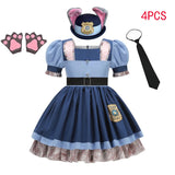 Disney Zootopia Judy Bunny Costume for Girls Dress Cosplay Carnival Party Clothes Disguise Cartoon Zoo Fantasia Outfits