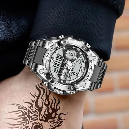 Reloj militar LIGE para hombre, digital, resistente al agua hasta 50 m, LED, de cuarzo, deportivo, grande, Masculino