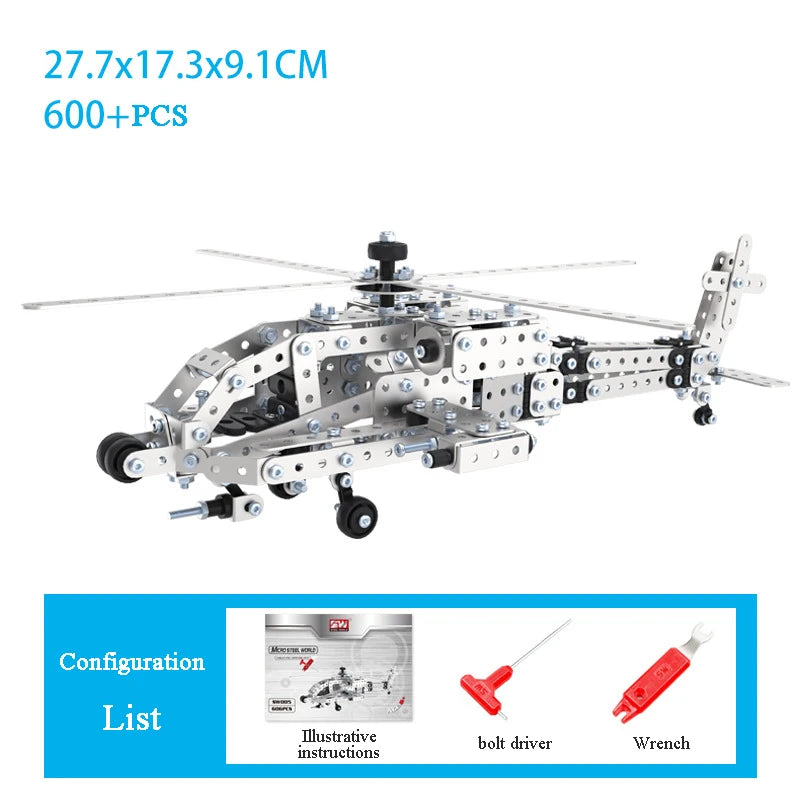 Children DIY Metal 3D Assembly Building Blocks Aircraft Warship Model Screw Nut Metal Toys Adult High-Difficulty Puzzle