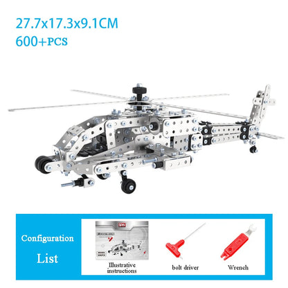 Children DIY Metal 3D Assembly Building Blocks Aircraft Warship Model Screw Nut Metal Toys Adult High Difficult Puzzle