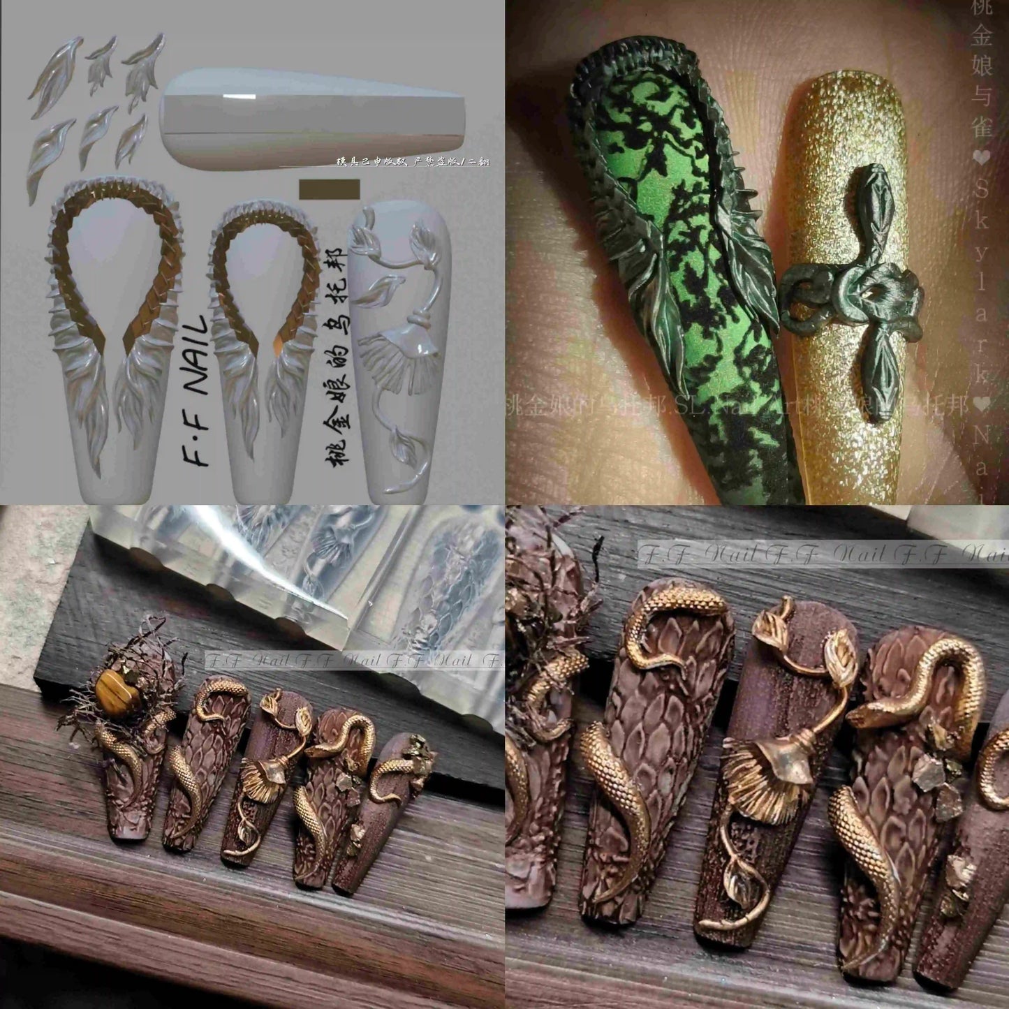 1pc  Snake Flamingo Jellyfish Dragon Dtream 3D Acrylic Mold  Nail Art DIY  Silicone  Nail Art Templates Nails Mold