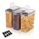 3pcs/set 2.5L/4L Grain Sealed Moisture-proof and Insect Proof Bucket Food Dispenser Kitchen Transparent Storage Box Label