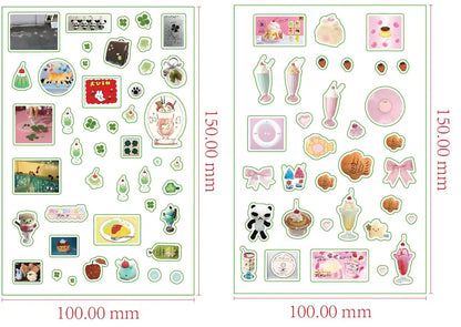 6pcs Glitter Stickers Y2K DIY Toploader Scrapbooking Journal Decor Stickers for Phone Kawaii Transparent PET Stickers Gift