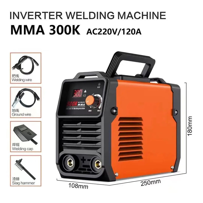 Portable Welding Machine 220V Digital Display LCD Hot Start Welding Machines 300A ARC Welder Machine with Electrode Holder Wire